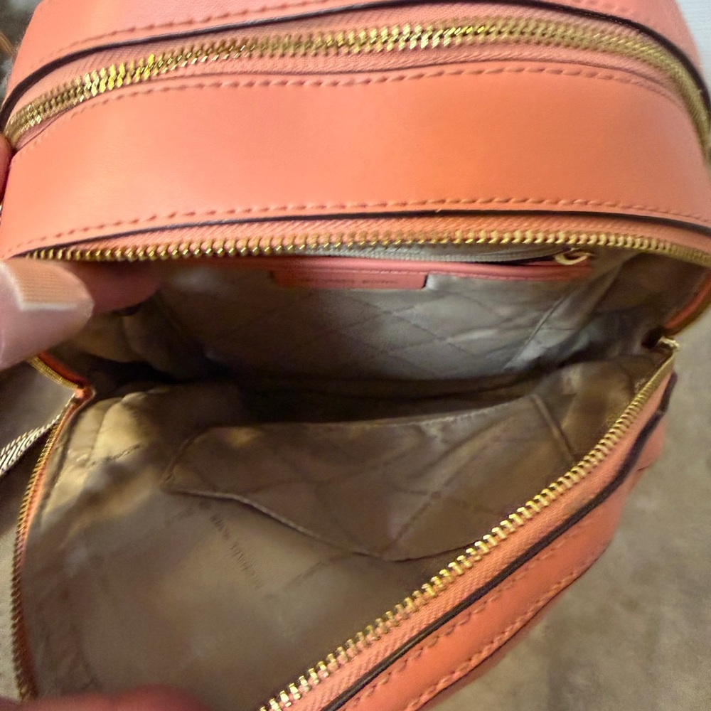 Michael Kors Coral-Peach Pebbled Leather Mini Backpack - Picture 3 of 5